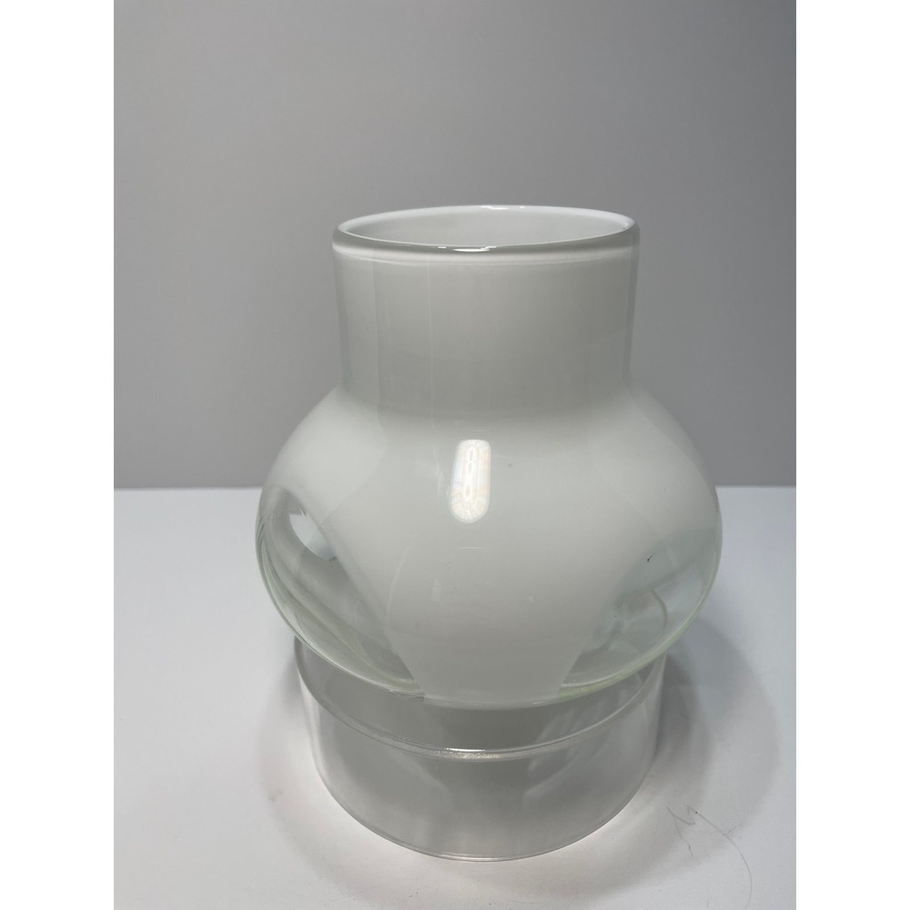 White and clear, art glass, candle holder/flower‎ pot - Picture 3 of 7